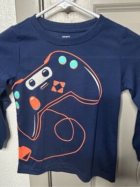 Carter's Navy Blue Long-Sleeve Tee with Gamer Controller Graphic, NWT